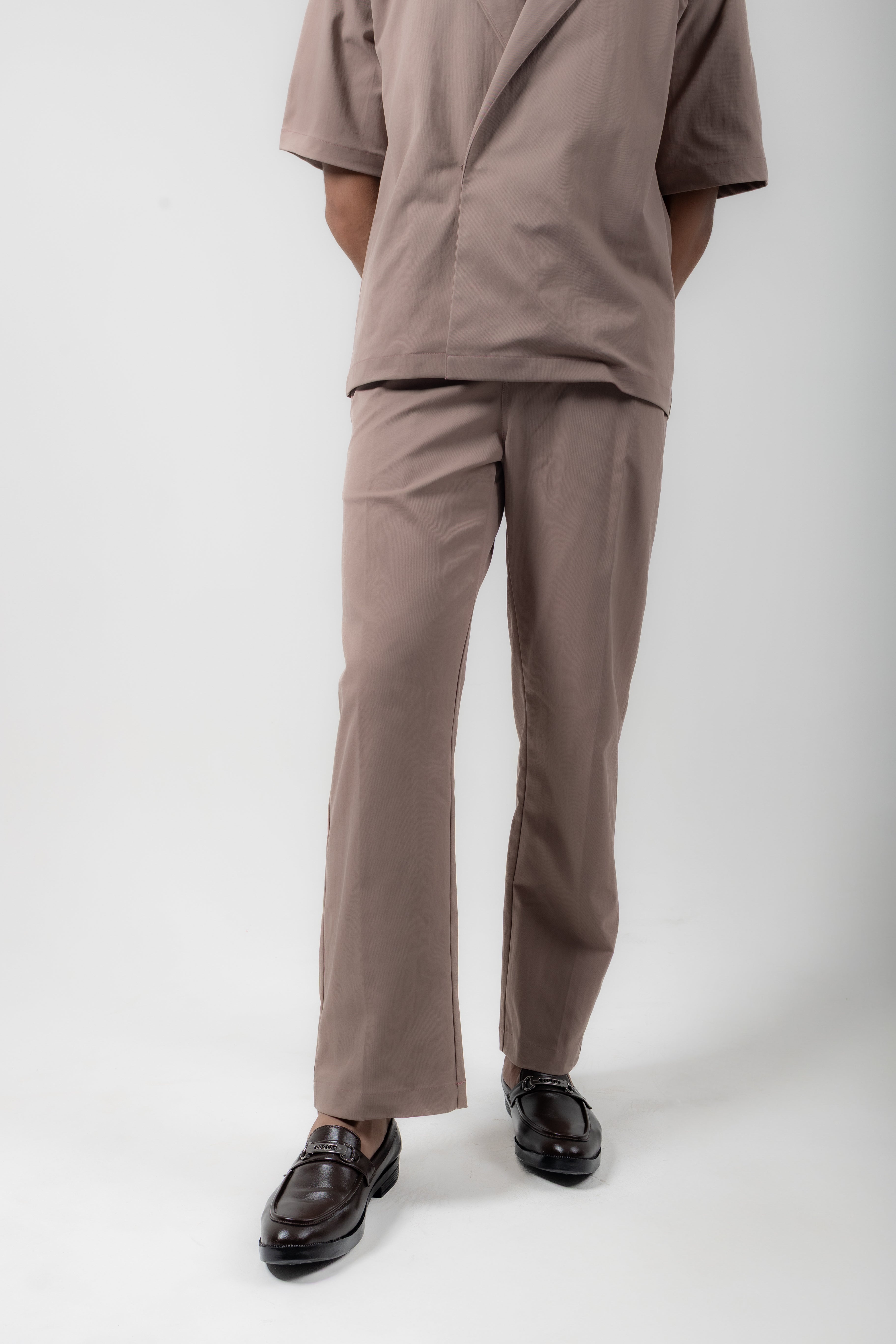 PLEATED TAILORED TROUSERS - ASH