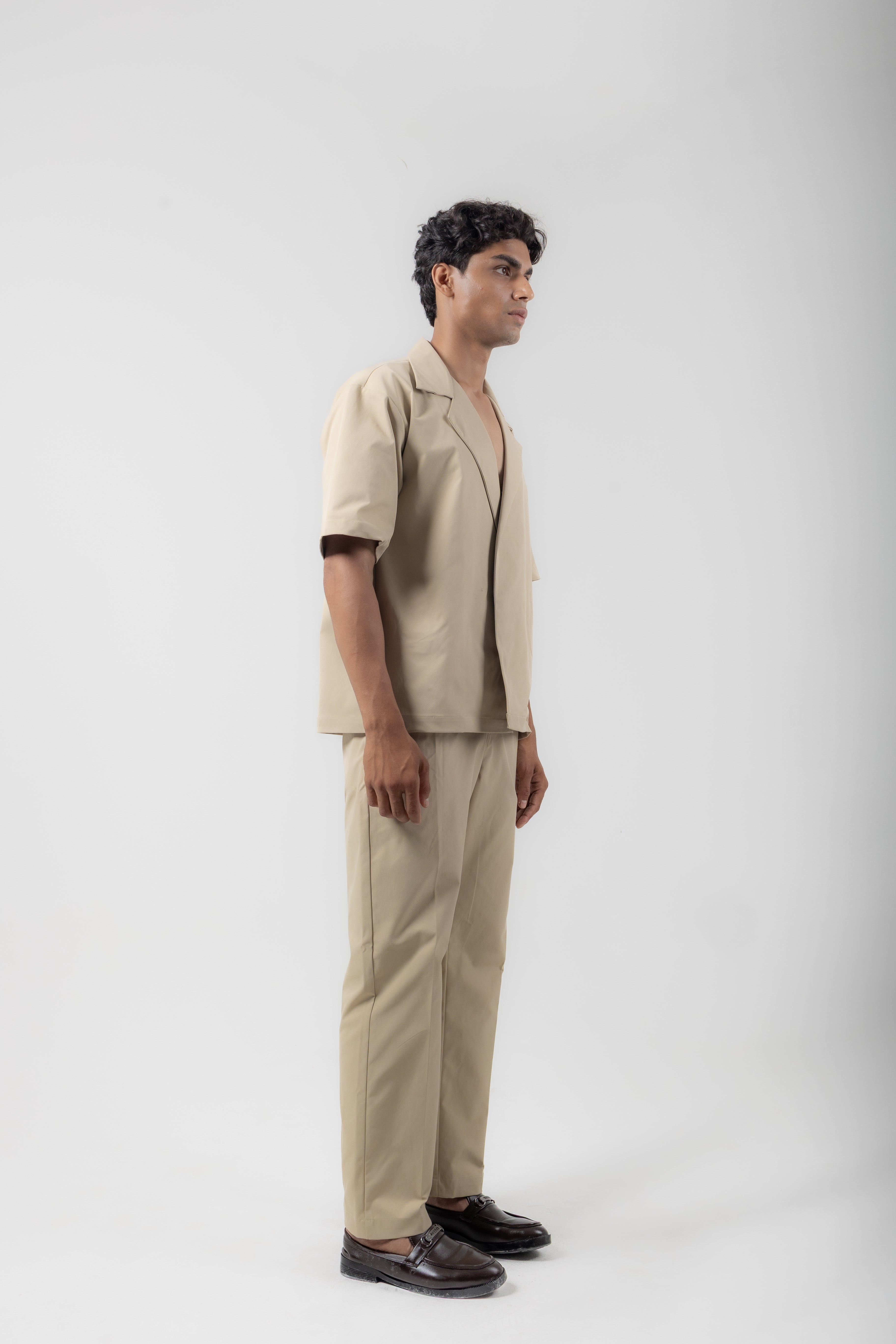DOUBLE BREASTED SHIRT - BEIGE