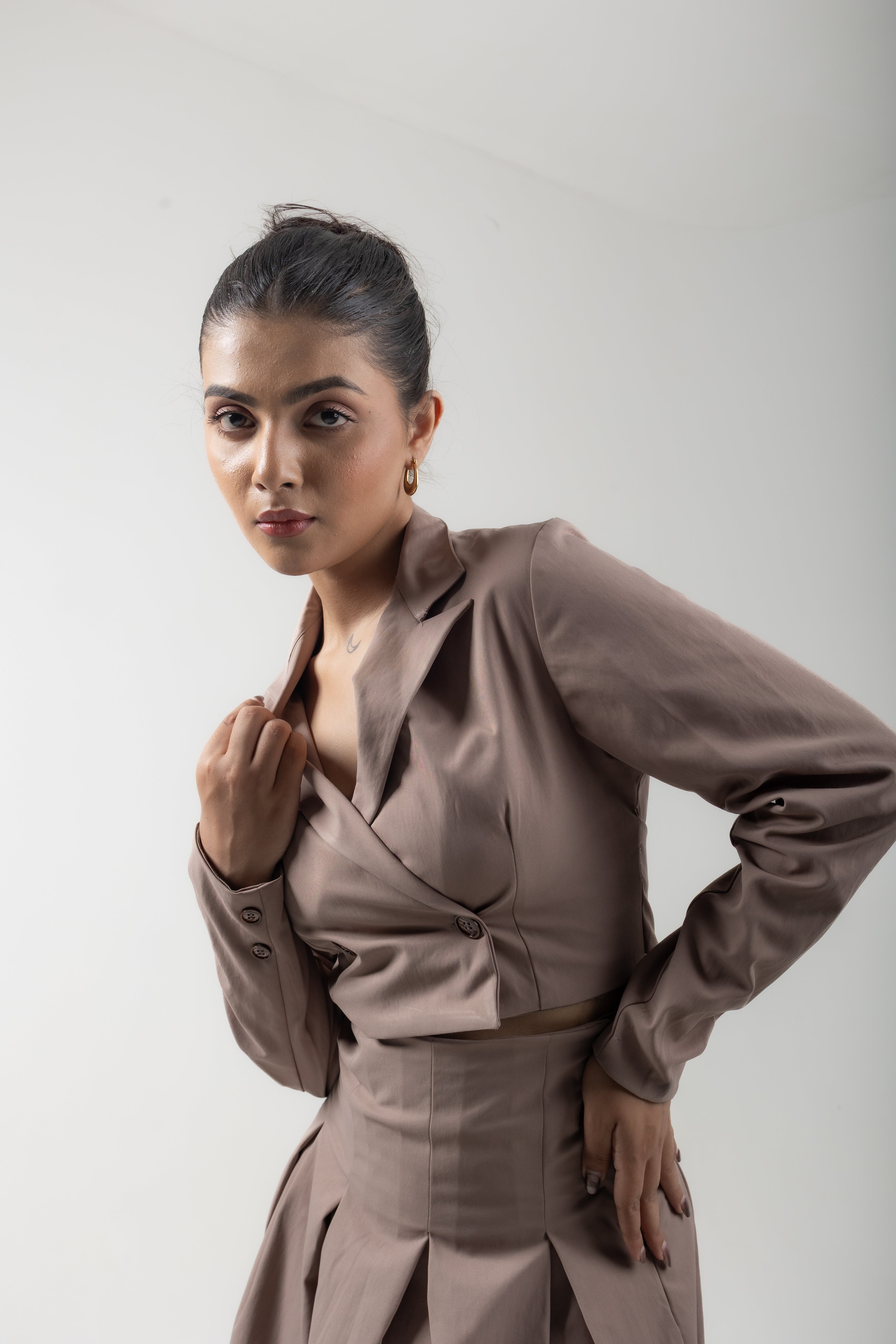 DOUBLE BREASTED BLAZER - ASH