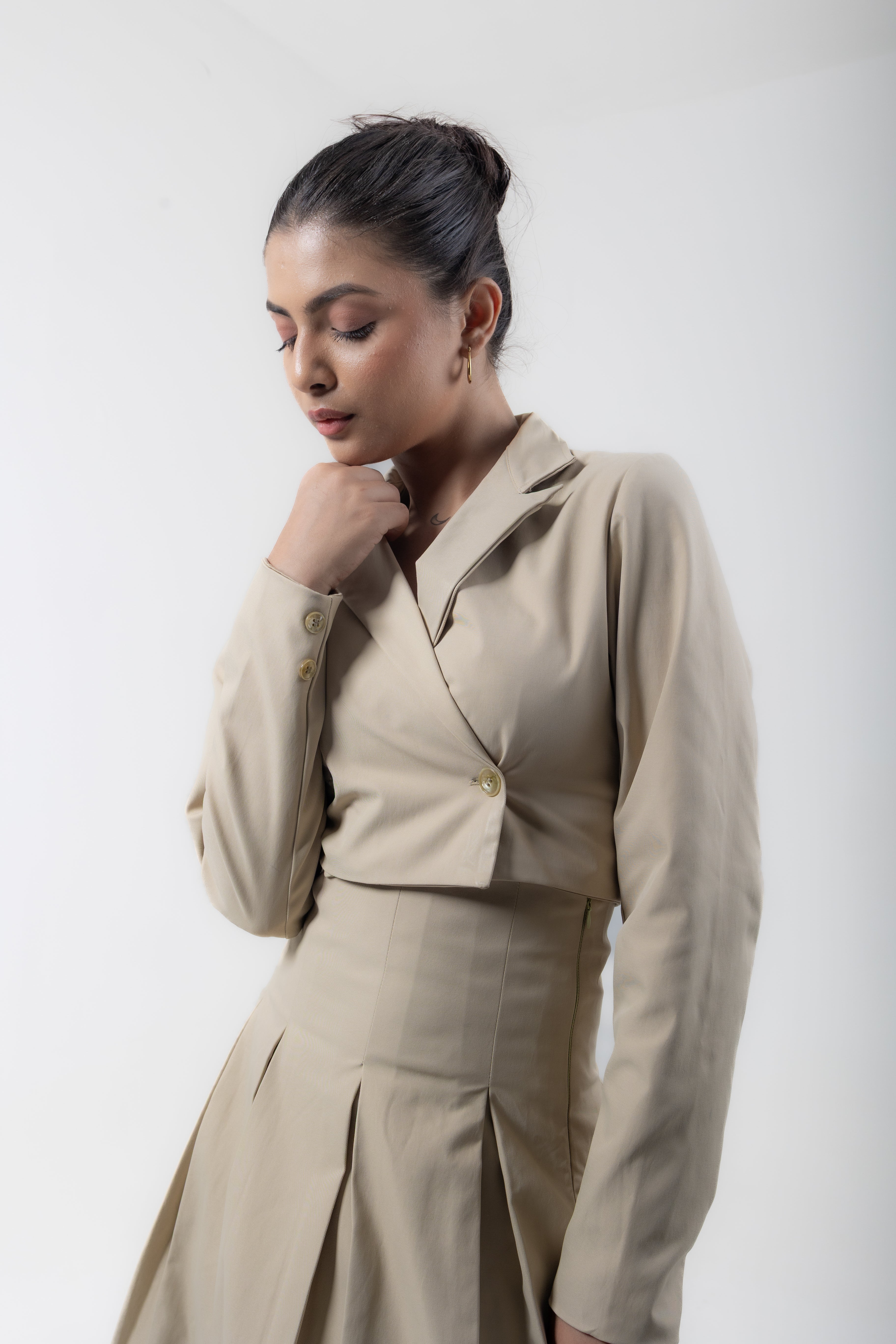 DOUBLE BREASTED BLAZER - BEIGE