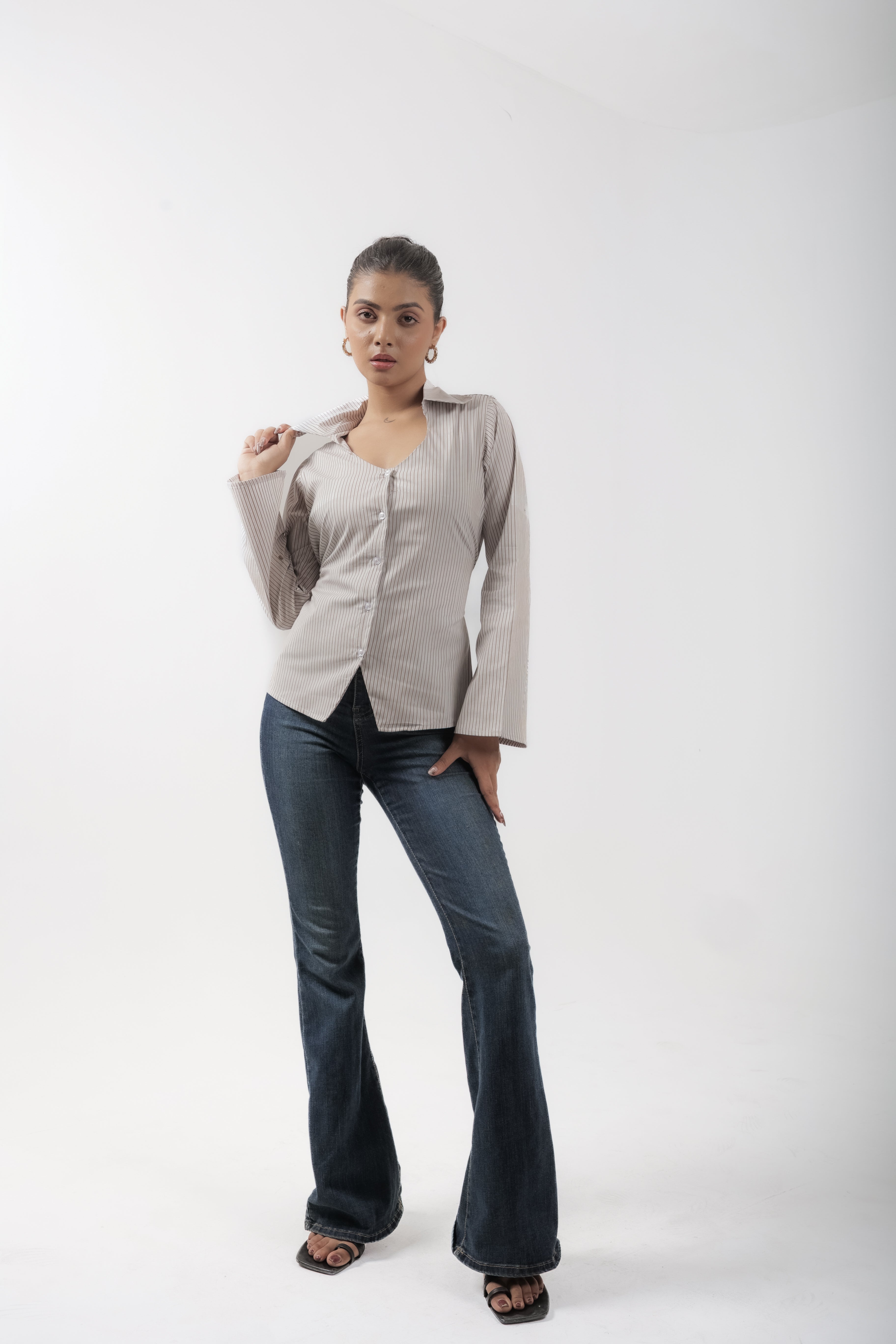 BUTTON DOWN TOP - ASH