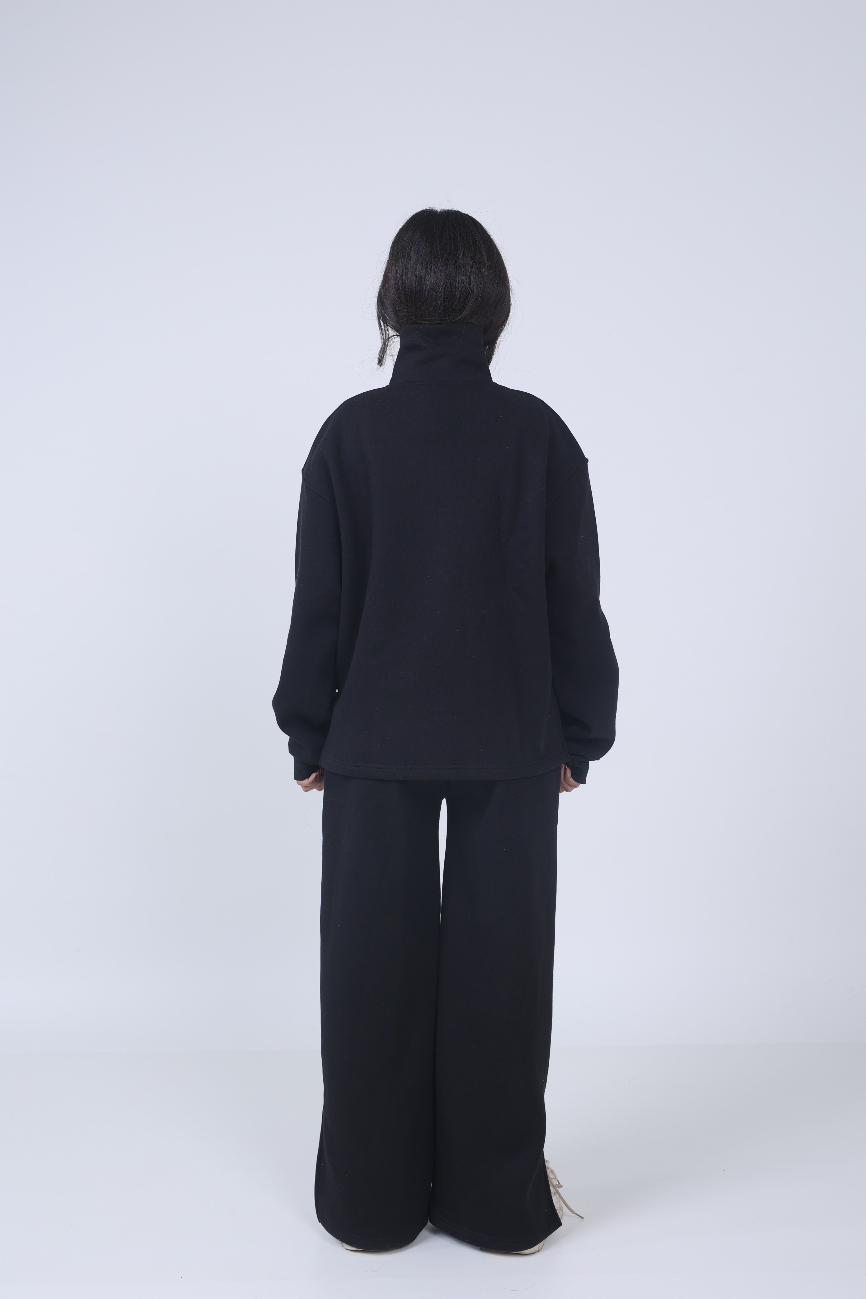 ZIPPER SWEATSHIRT FOR WOMEN - BLACK
