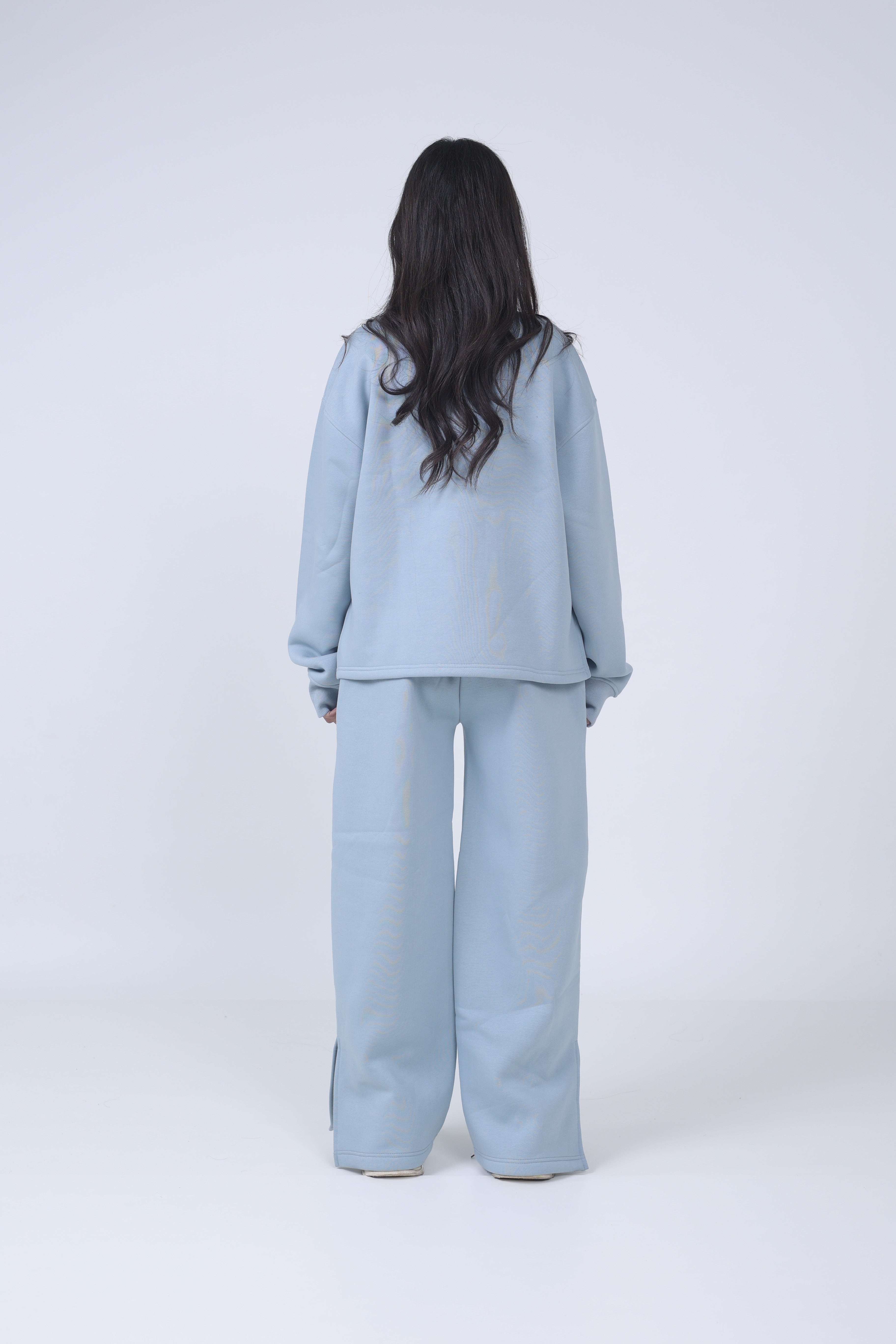 ZIPPER SWEATSHIRT FOR WOMEN - SKY BLUE