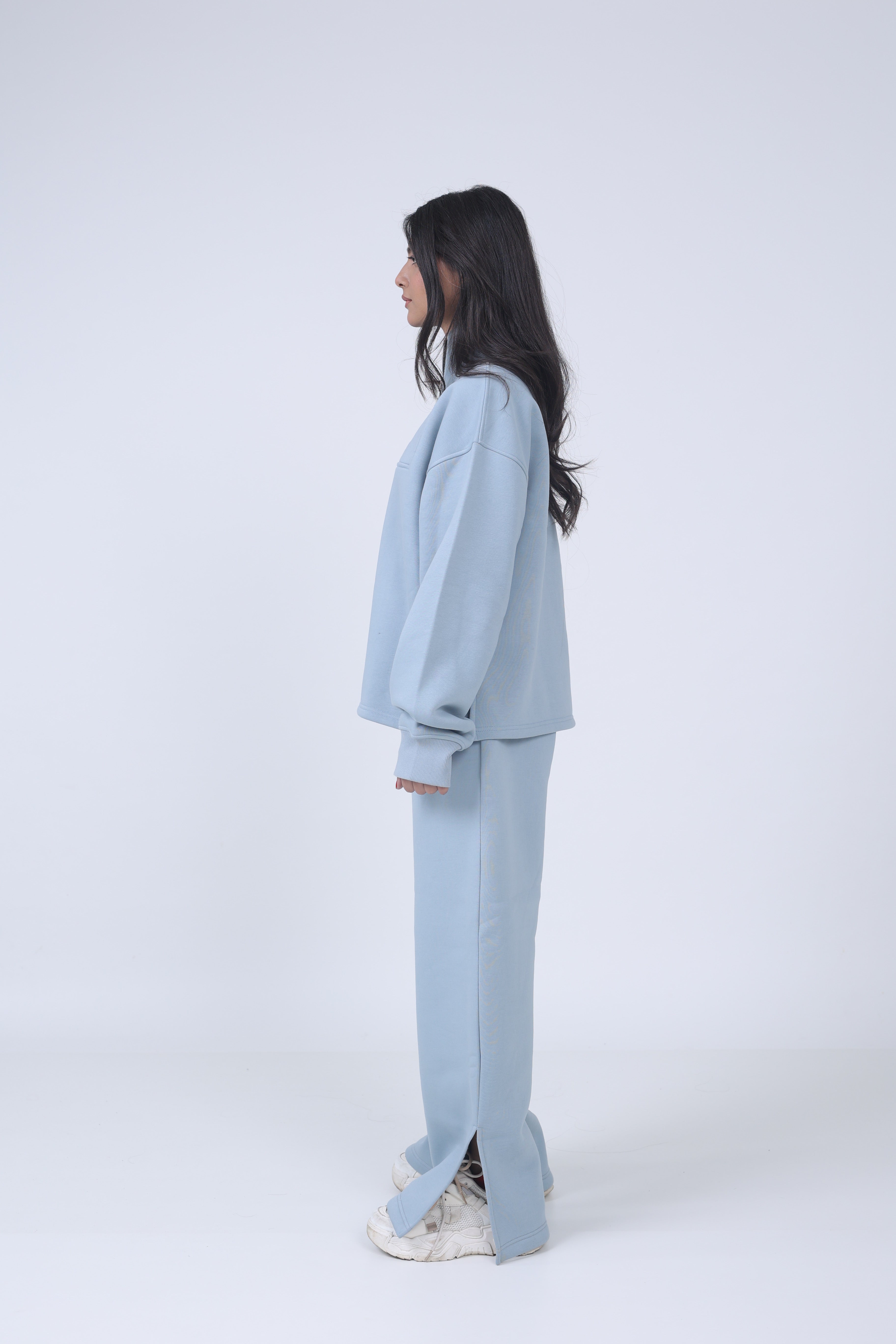 ZIPPER SWEATSHIRT FOR WOMEN - SKY BLUE
